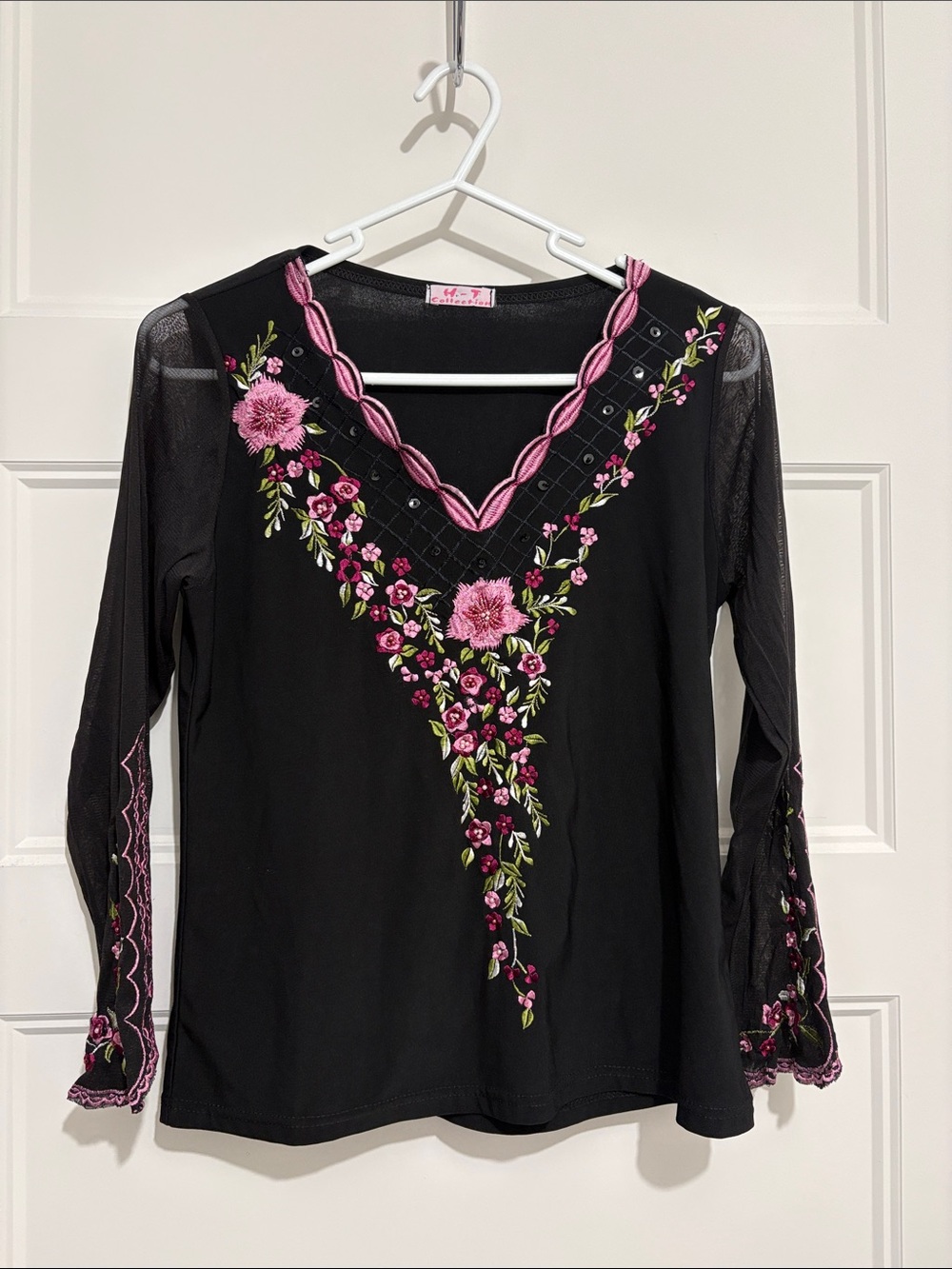 Vintage Beaded Long Sleeve Top